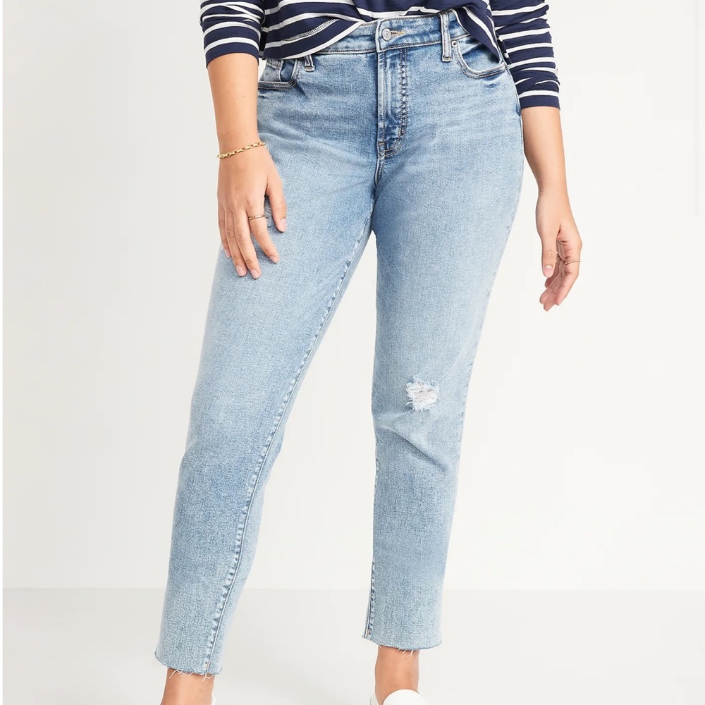 Old Navy OG Straight Raw Hem High Waist Jeans
